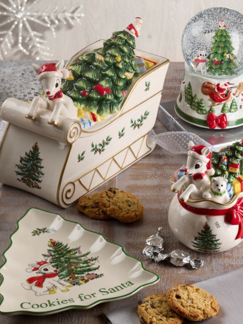 Spode Christmas Tree Rudolph Cookie Jar - Picture 2 of 10